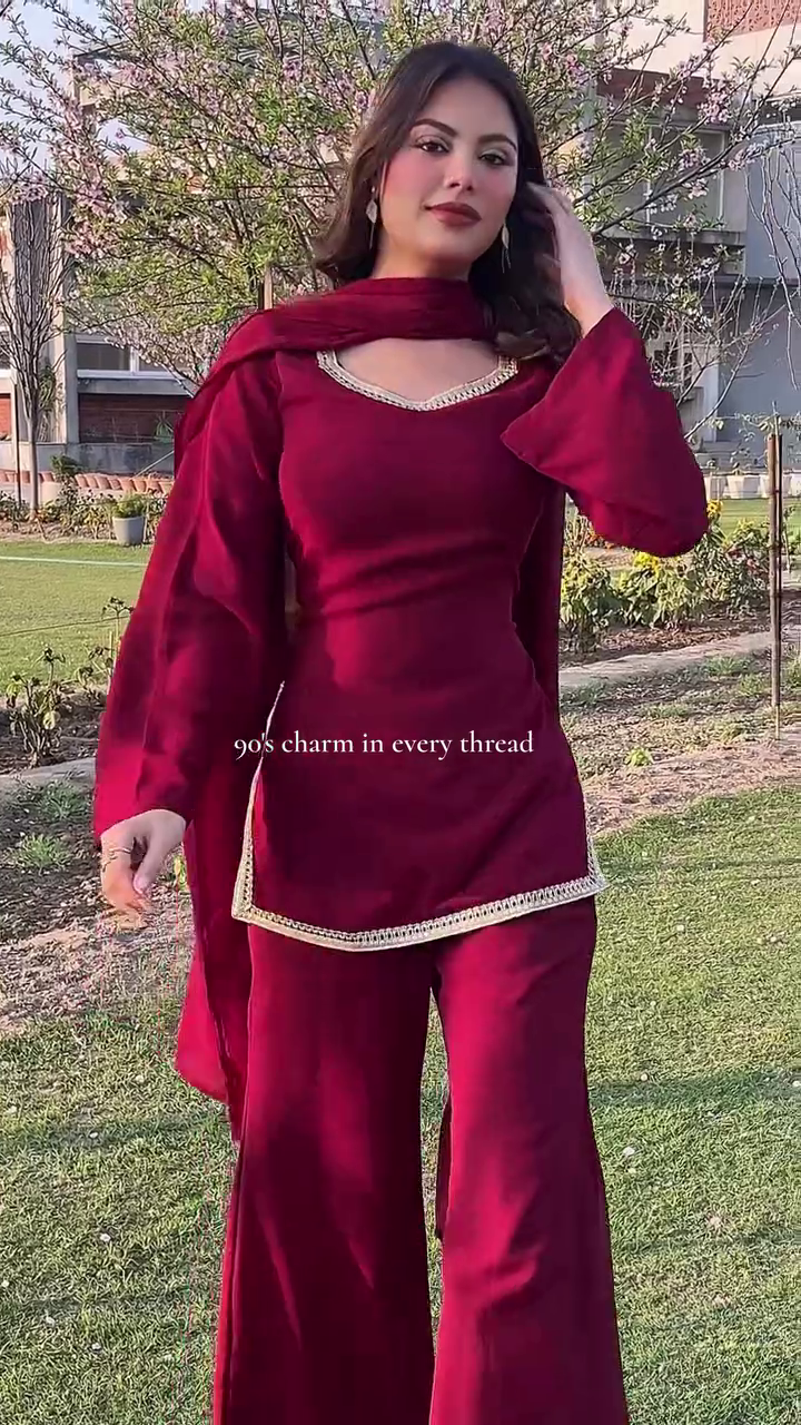 “Ruby Regal Co-Ord Set ❤️👑 | 90’s Classic Elegance”