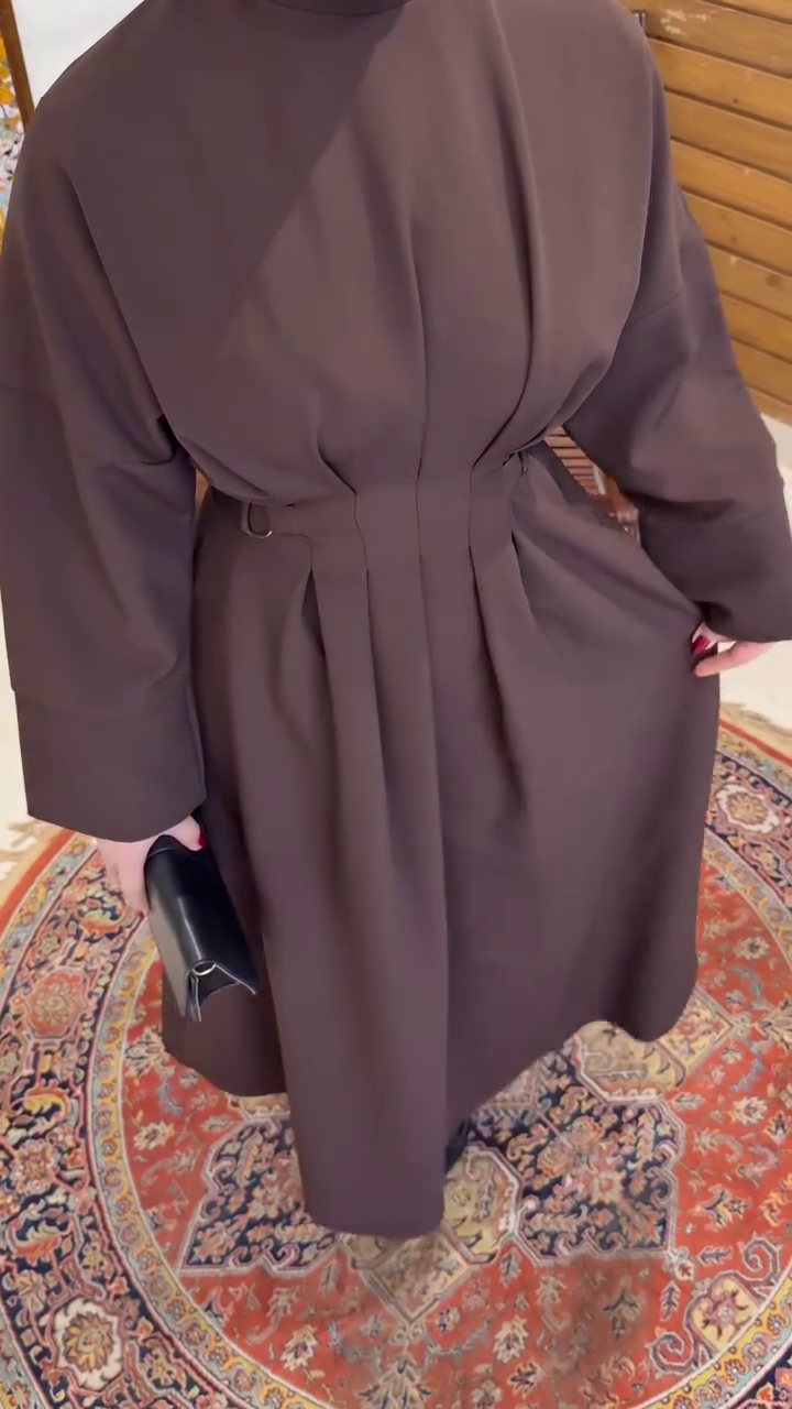 “Espresso Pleated Maxi Dress 🤎🕰️ | Timeless Structured Elegance”