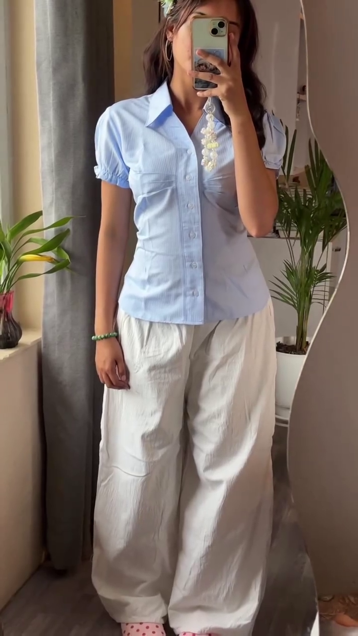 “Soft Breeze Casual Set 💙🌿 | Everyday Minimal Chic”