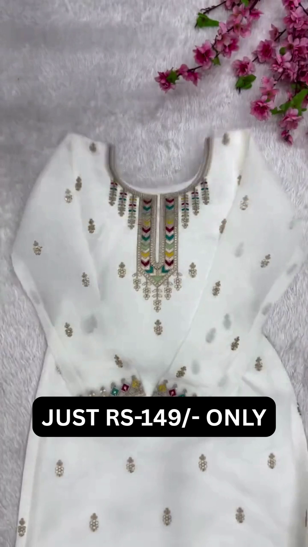 “Noor Elegance White Embroidered Suit Set 🌸 | Premium Ethnic Wear for Women”