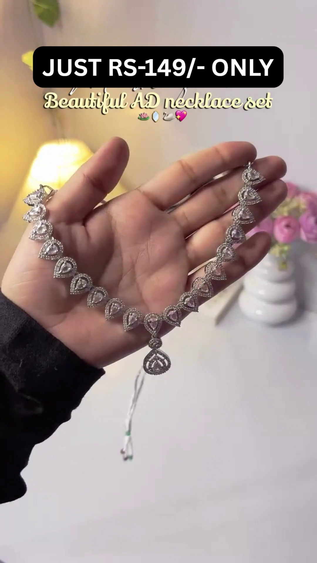 “Royal Spark AD Necklace Set 👑 | Luxury Crystal Party Jewelry Set for Women”