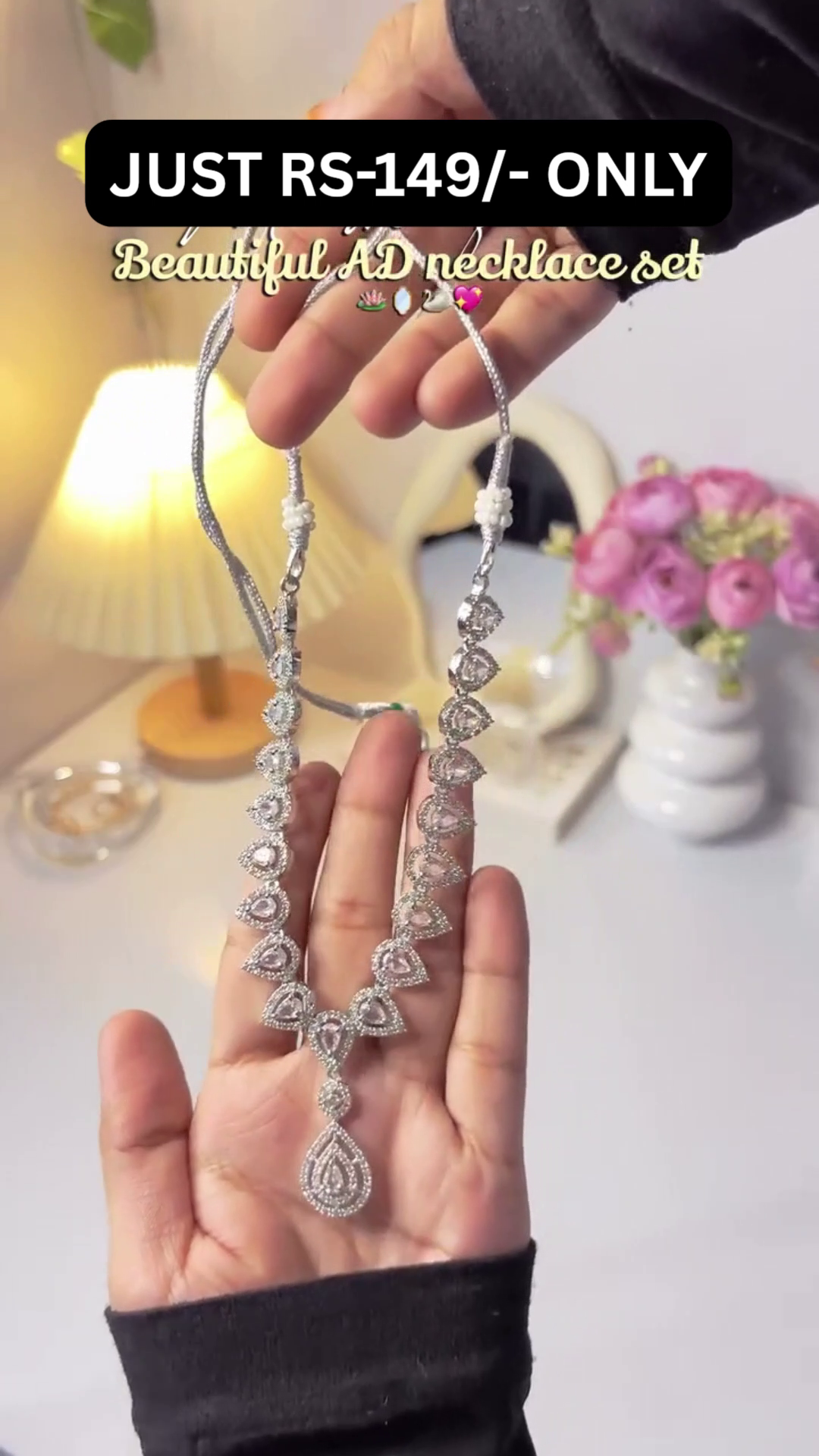 “Royal Spark AD Necklace Set 👑 | Luxury Crystal Party Jewelry Set for Women”