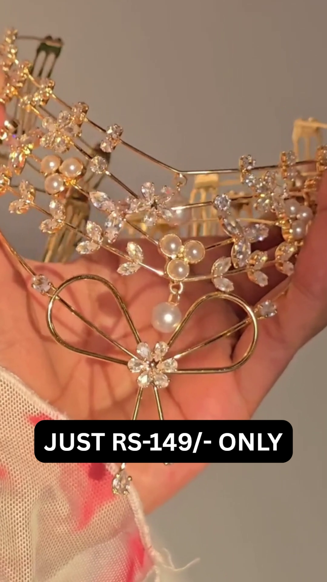 “Princess Pearl Crystal Hair Crown 💖 | Luxury Fairycore Bridal Hair Accessory”