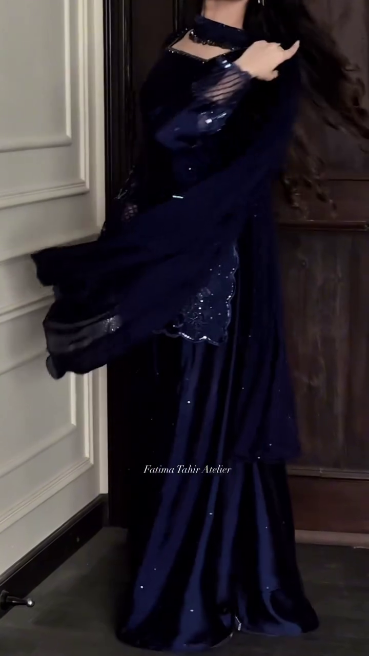“Midnight Glam Embroidered Co-Ord Set 🌙 | Luxury Party Wear Kurta Palazzo Set for Women”