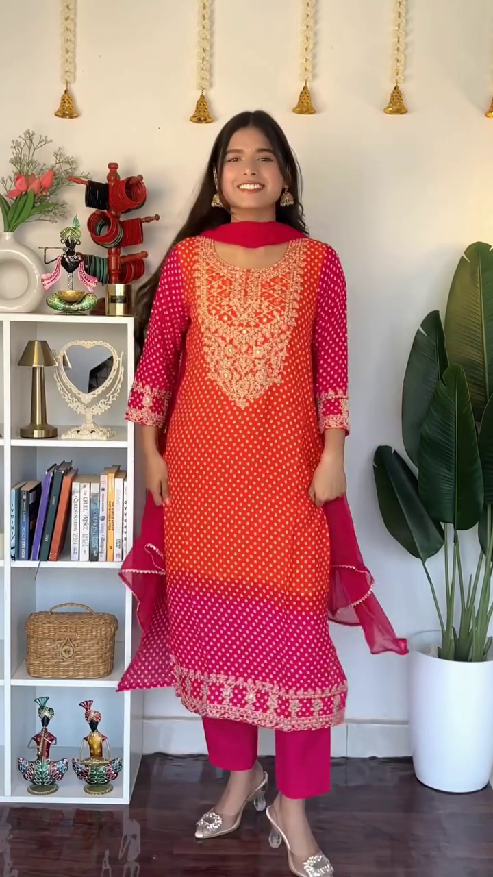 “Rang-e-Noor Embroidered Suit Set 🌸 | Elegant Red Pink Festive Salwar Collection”