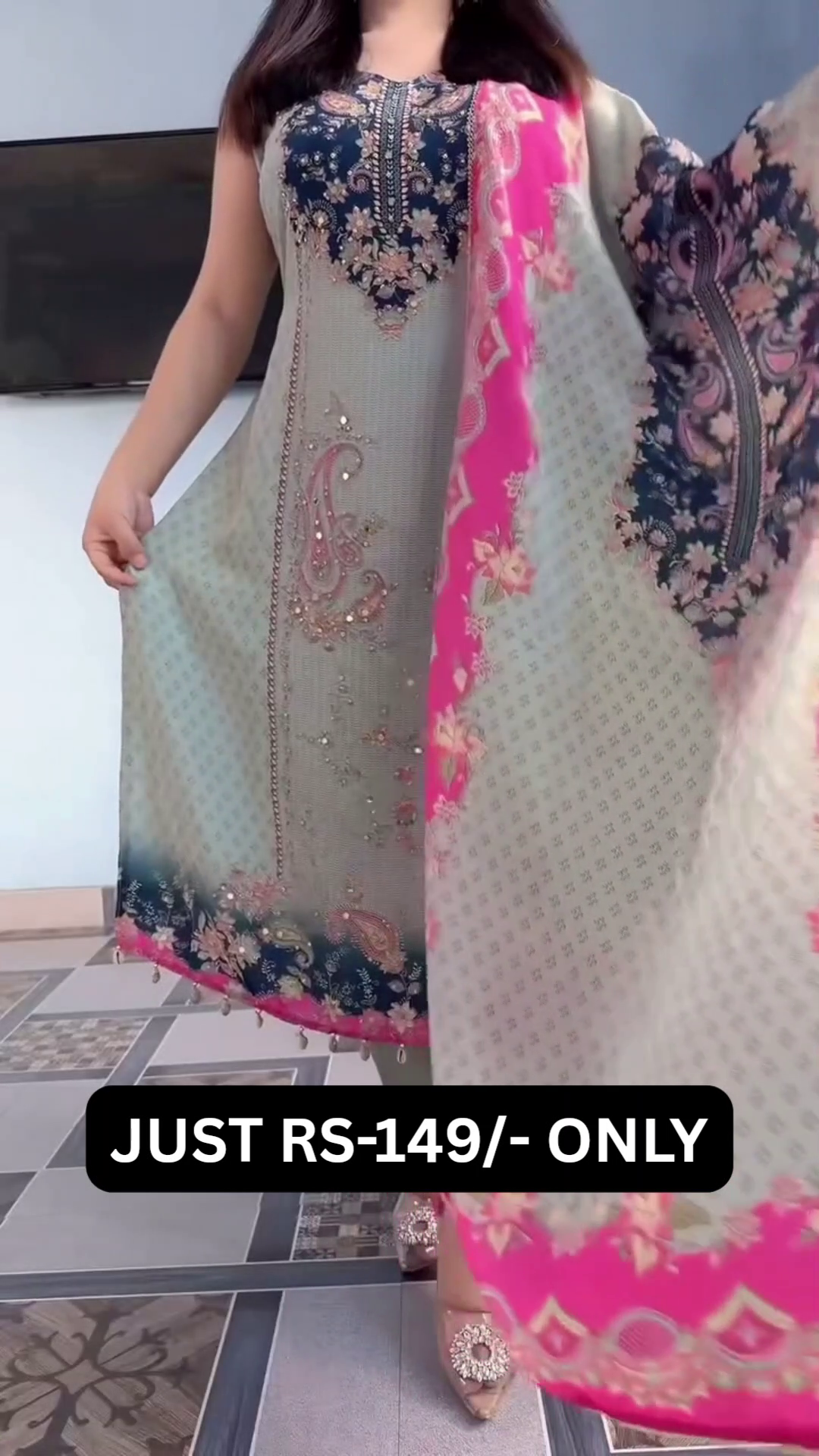 “Meher Noor Designer Lawn Suit Set 🌷 | Luxury Floral Printed Pakistani Dress with Dupatta”