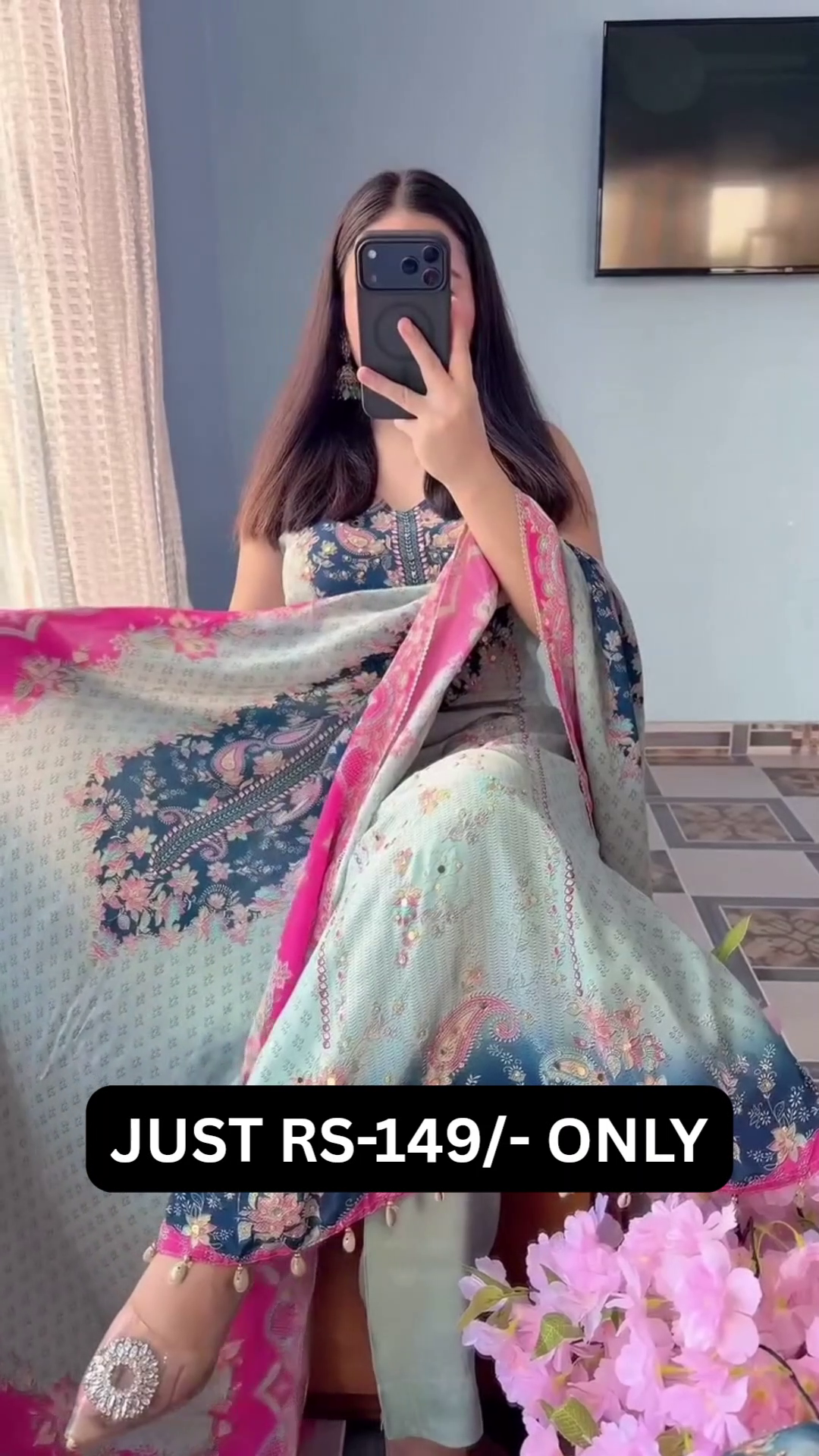 “Meher Noor Designer Lawn Suit Set 🌷 | Luxury Floral Printed Pakistani Dress with Dupatta”