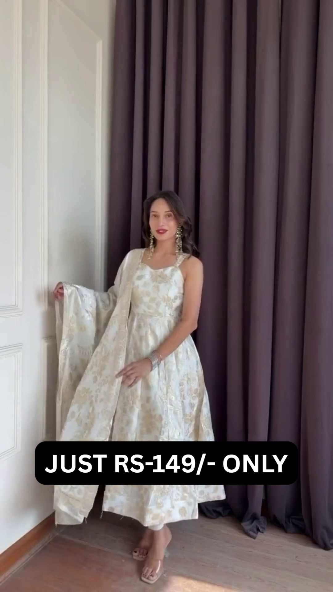 “Ruby Rose Glamour Dress Set 🌹 | Elegant Red Party Wear 3 Piece Outfit”