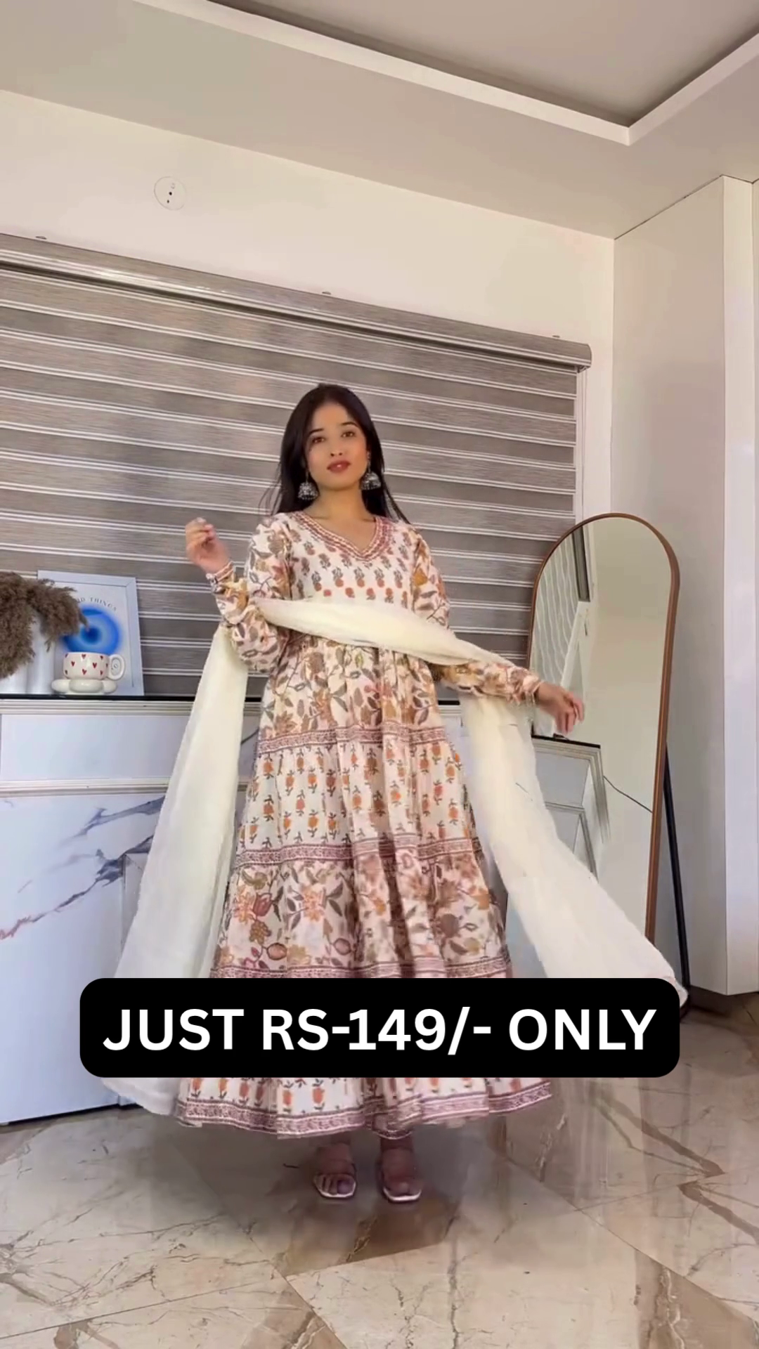 “Pink Blossom Festive Suit Set ✨ | Elegant Floral Anarkali Style 3 Piece Outfit”