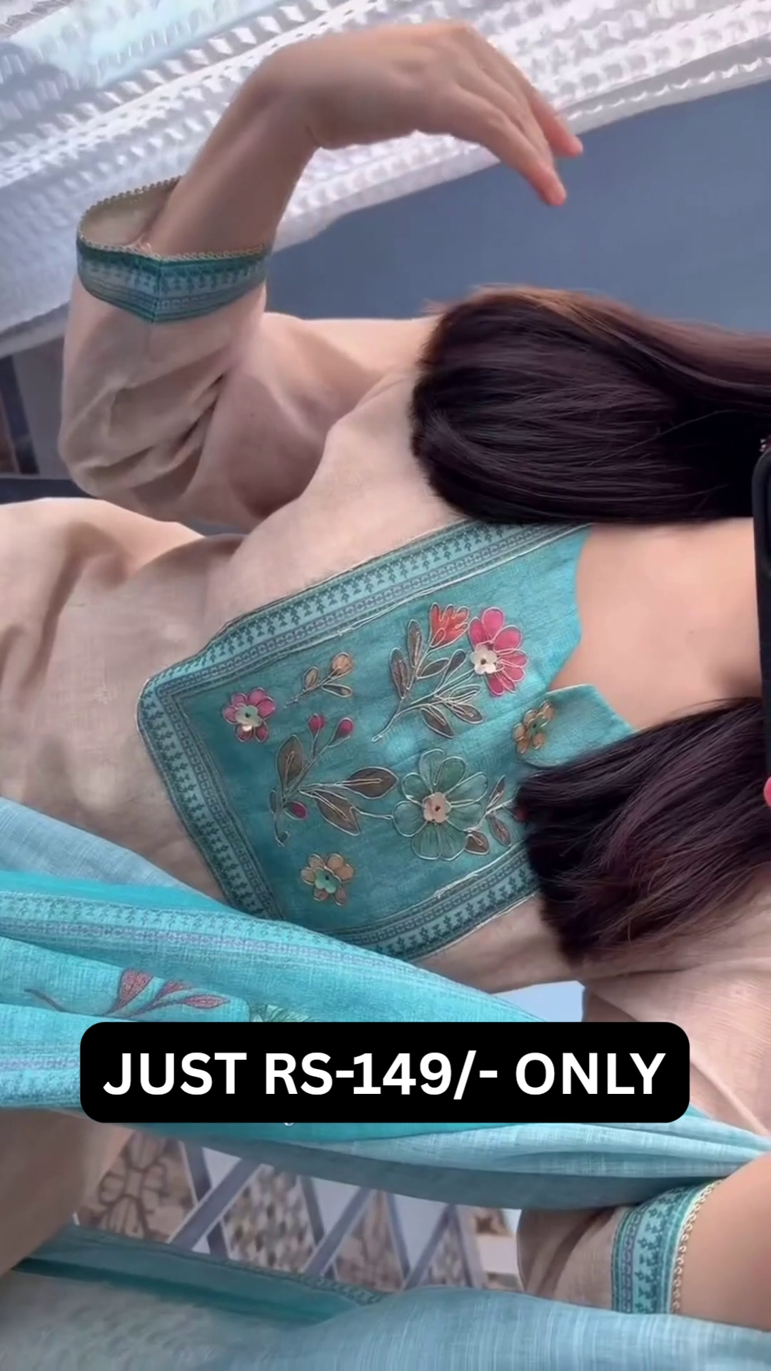 “Aqua Bloom Floral Suit Set 🌸🩵 | Elegant Pastel Ethnic Wear”