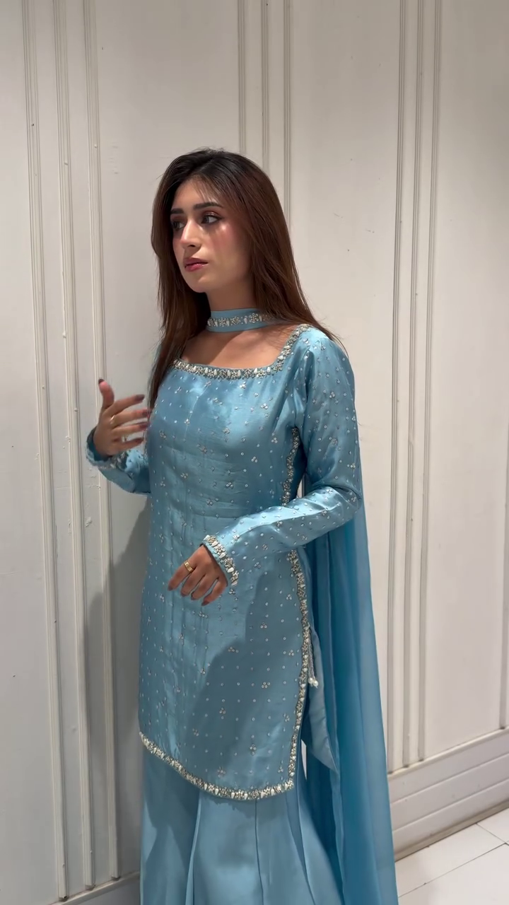 💎✨ Ice Blue Glam Sharara Collection ✨💎