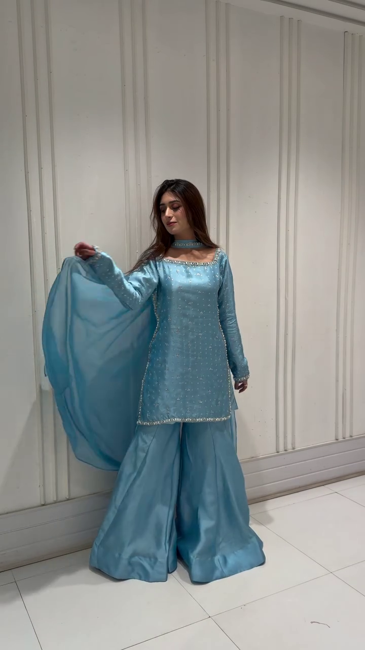 💎✨ Ice Blue Glam Sharara Collection ✨💎
