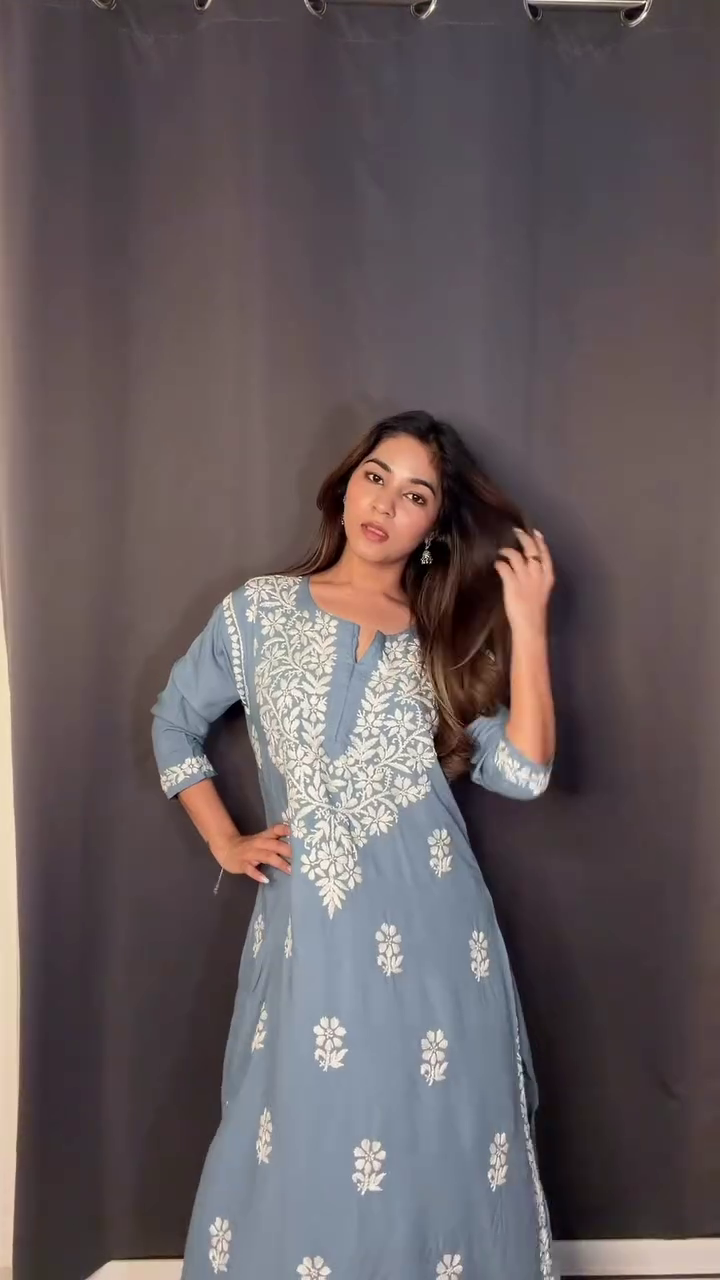 💙✨ Misty Blue Embroidered Kurti Collection ✨💙