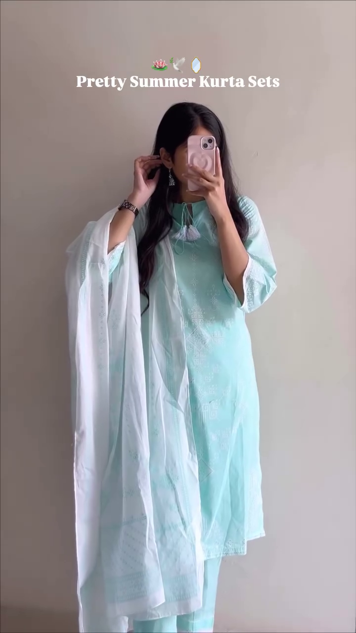 ❄️💙 Aqua Breeze Summer Kurta Set 💙❄️
