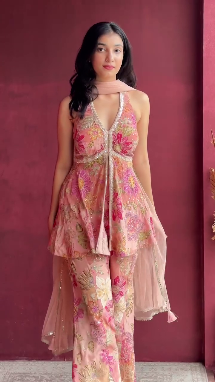 🌸✨ Blush Pink Floral Glam Co-Ord Set ✨💖