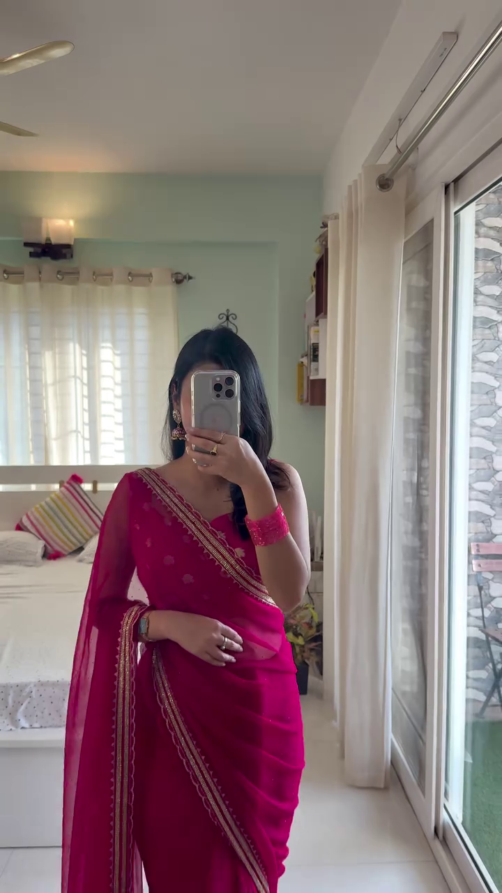 💖✨ Hot Pink Elegance Saree ✨🌸