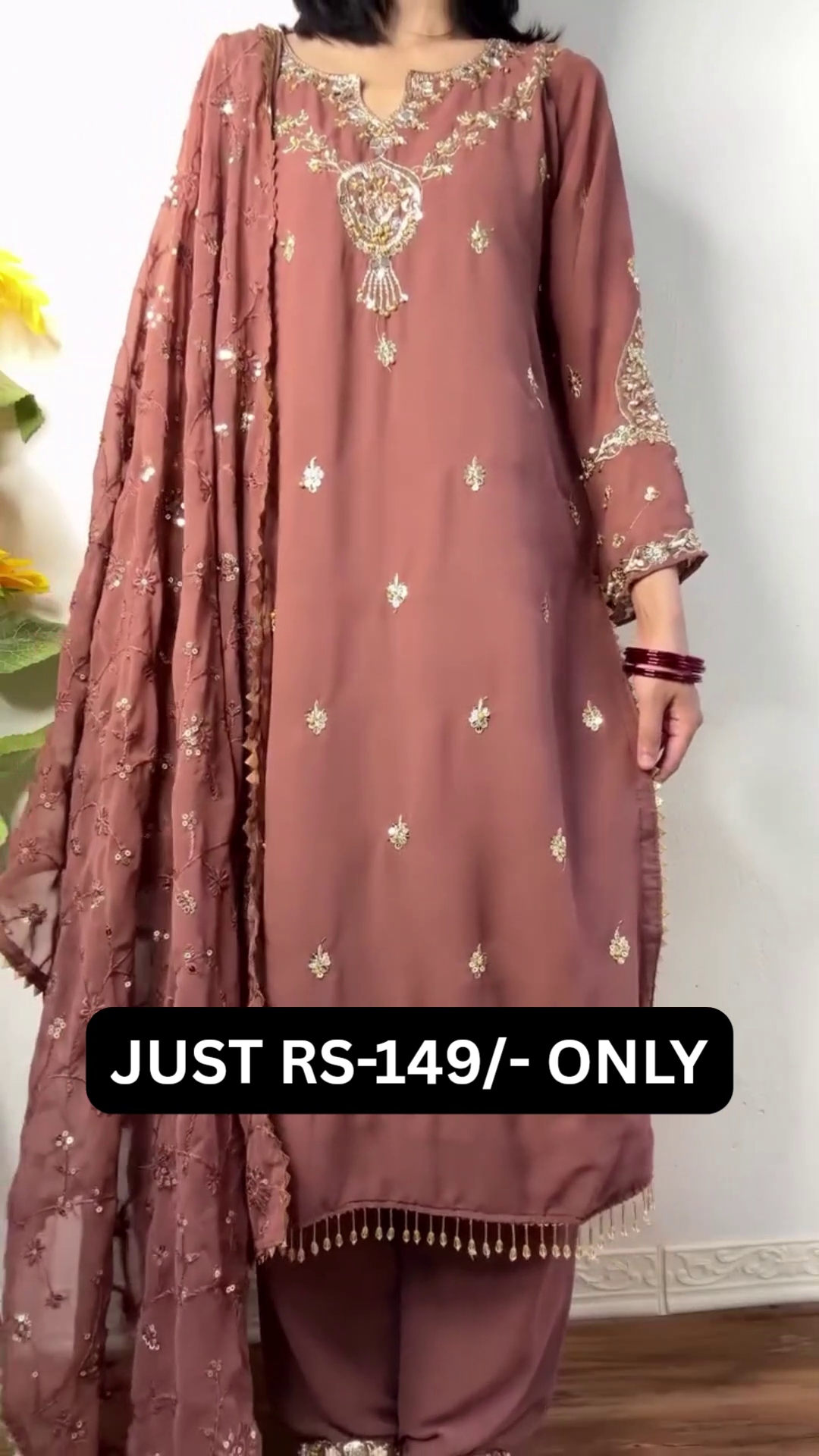 🤎✨ Elegant Mocha Embroidered Suit Set ✨🤎