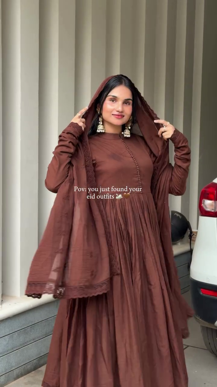 🤎✨ Mahogany Grace Luxe Anarkali Set ✨🤎