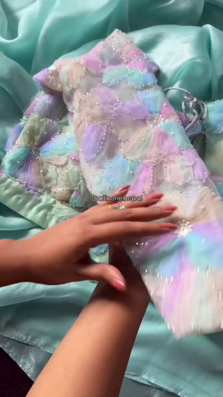 🌈✨ Pastel Dream Handcrafted Organza Blouse ✨🦋