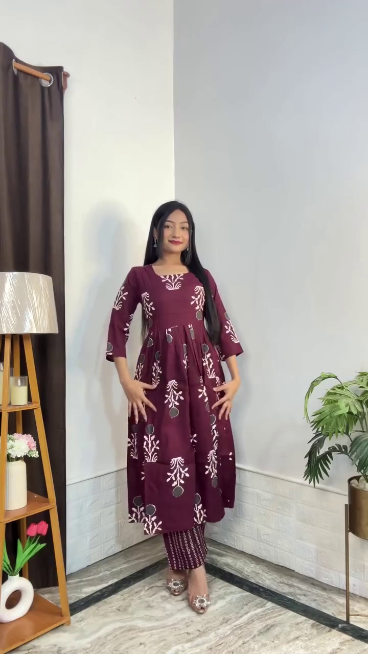 Royal Plum Printed Kurta Set 🌿💜 | Elegant Ethnic Co-Ord Suit for Everyday Grace & Festive Charm