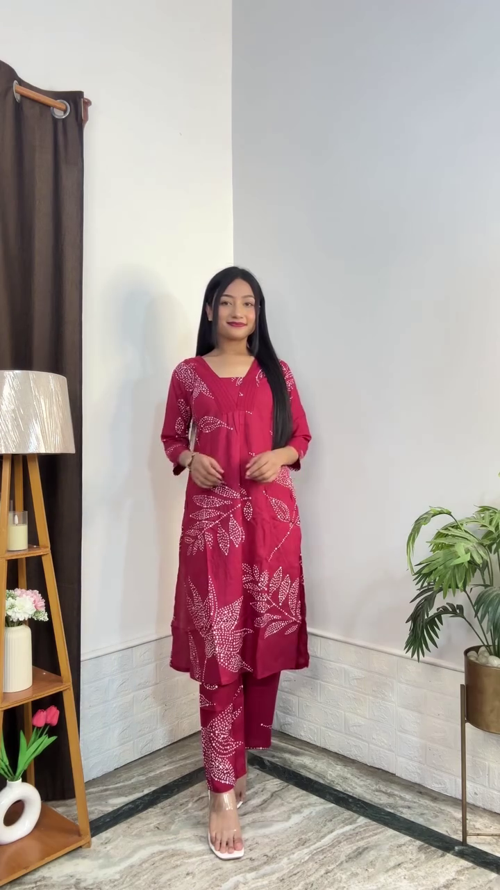 Ruby Bloom Printed Kurta Set 🌺❤️ | Elegant Ethnic Co-Ord Suit for Everyday Grace & Festive Style