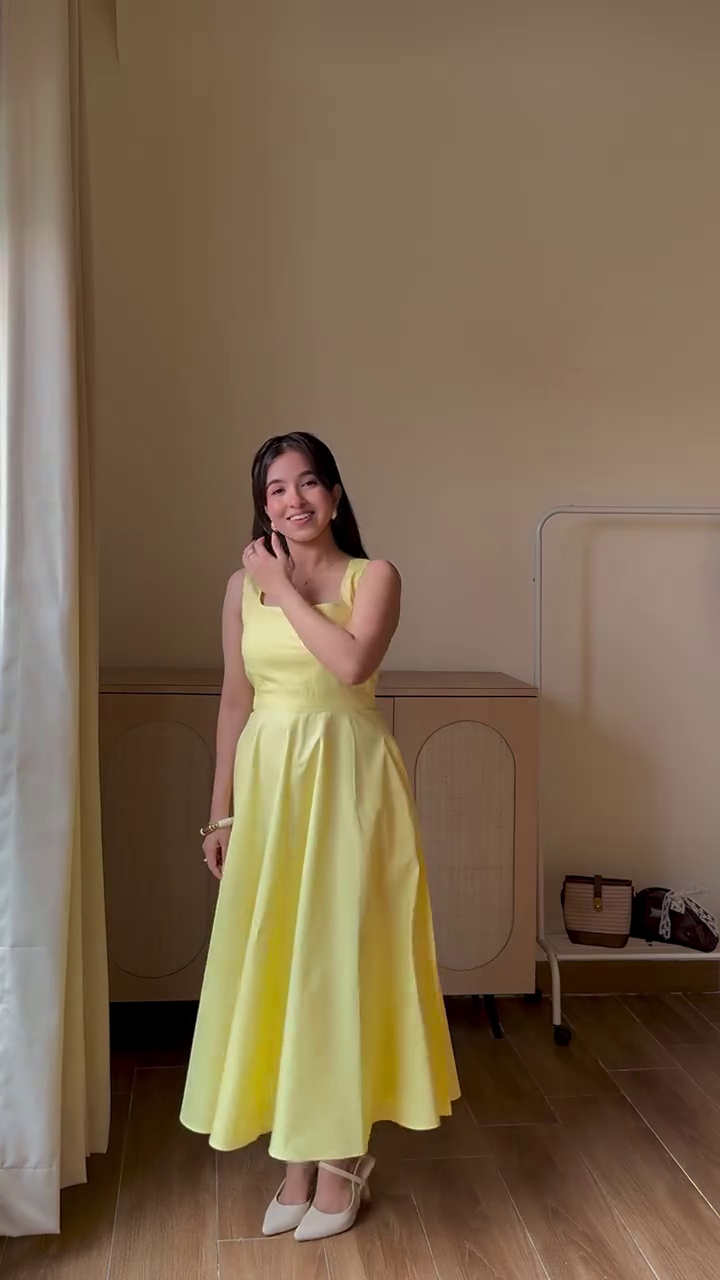 Sunshine Grace Maxi Dress 🌼 | Elegant Sleeveless A-Line Midi Dress with Pockets for Women