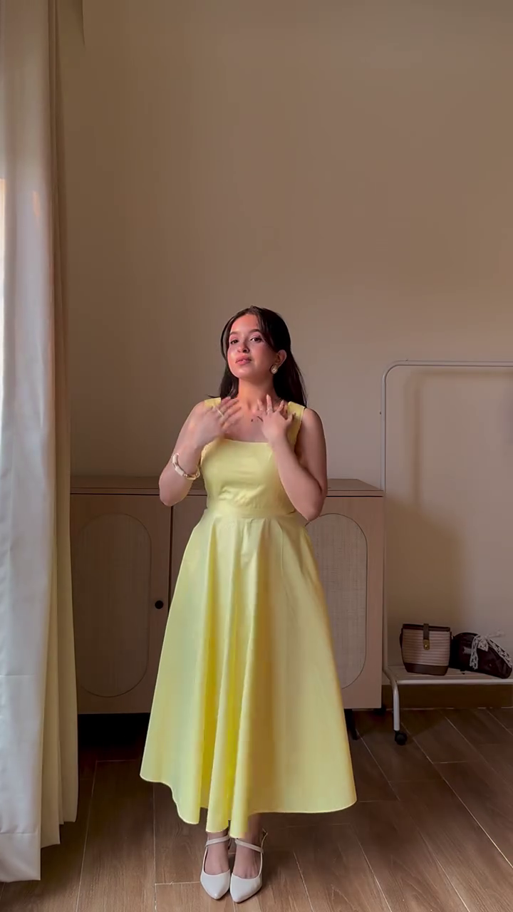 Sunshine Grace Maxi Dress 🌼 | Elegant Sleeveless A-Line Midi Dress with Pockets for Women