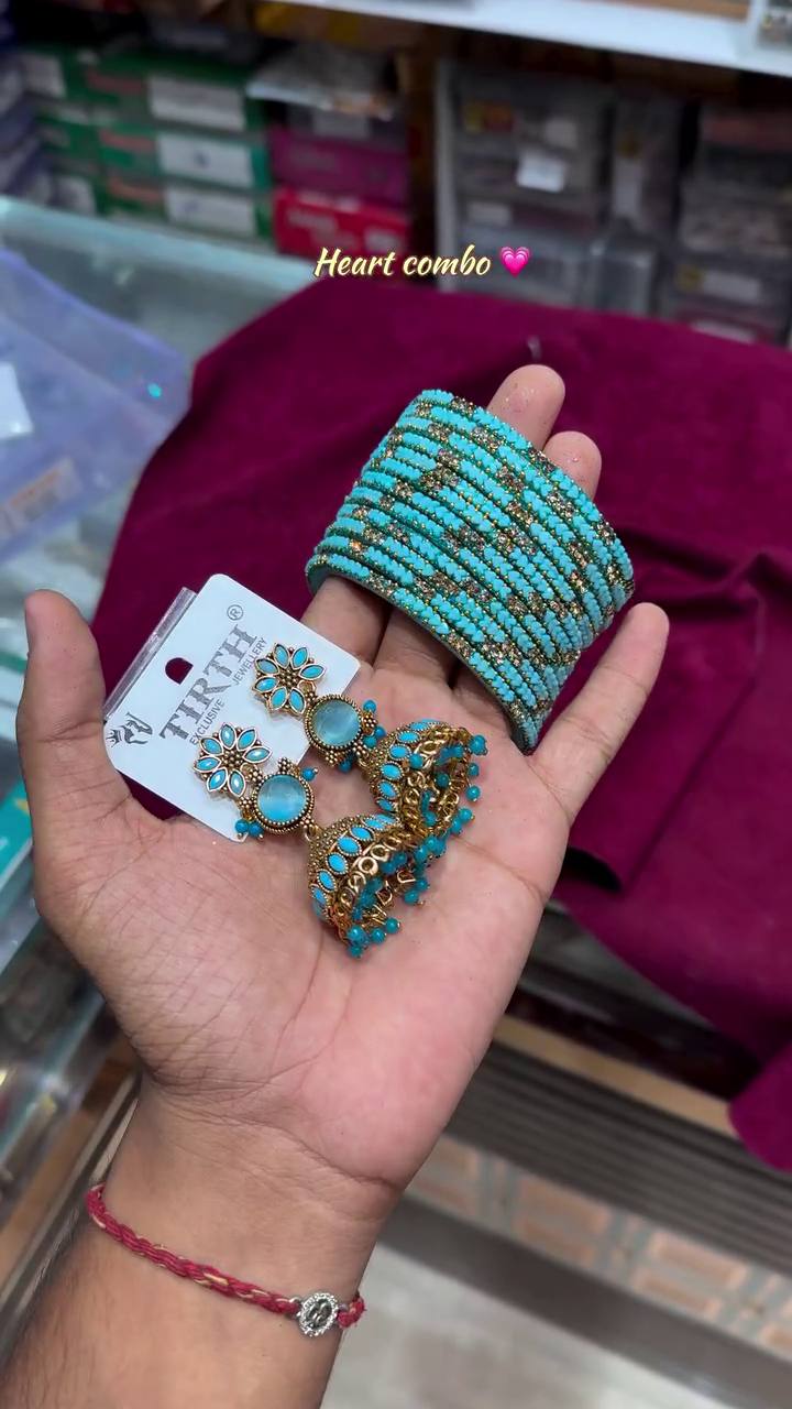 👑 Royal Purple Heart Combo Jewellery Set | Designer Jhumka Earrings & Crystal Bangles Collection | Traditional Ethnic Fashion Accessories for Women 💎💜
