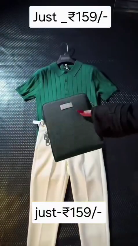 💚✨ Premium Girls' Elegant Ribbed Polo Top & Tailored High-Waist Shorts Co-Ord Set | Stylish Casual Summer Outfit with Matching Sling Bag ✨💚