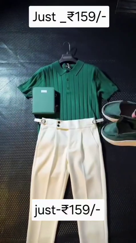 💚✨ Premium Girls' Elegant Ribbed Polo Top & Tailored High-Waist Shorts Co-Ord Set | Stylish Casual Summer Outfit with Matching Sling Bag ✨💚
