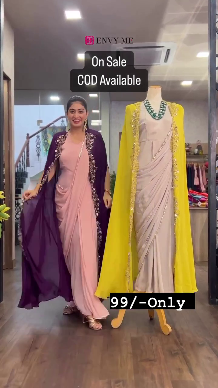 ✨ Royal Designer Ready-to-Wear Saree with Embroidered Cape | Premium Party Wear, Wedding & Festive Collection ✨