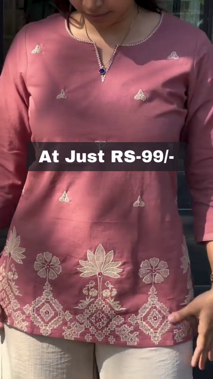 🌸✨ Premium Women's Elegant Embroidered Cotton Kurti with Palazzo Set | Soft Ethnic Casual Wear for Daily, Office & Festive Collection ✨🌸