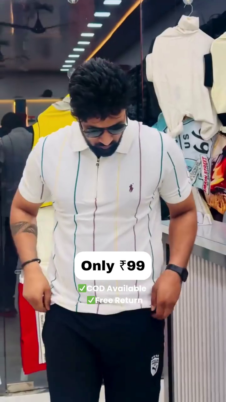 👕✨ Premium Men's Vertical Stripe Polo T-Shirt | Soft Cotton Blend Casual Half Sleeve Polo for Everyday Smart Style ✨👕