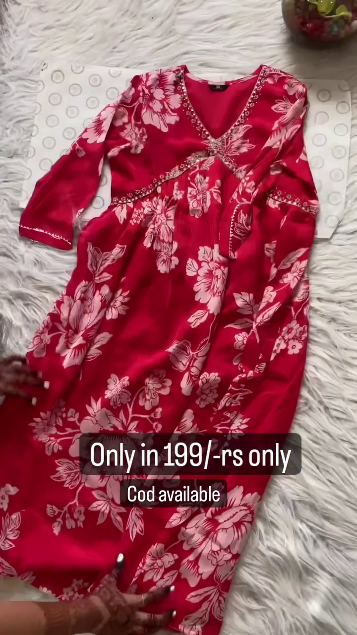 ❤️🌸 Elegant Crimson Red Floral Printed Kurti Set with Matching Pants & Soft Dupatta | Premium Ethnic Wear for Women | Festive, Casual & Party Collection 🌸❤️