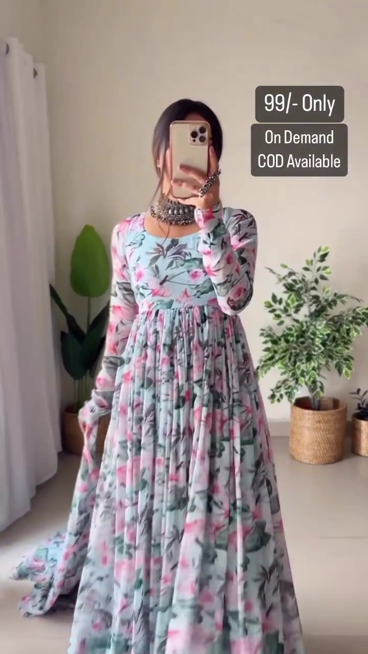🌸✨ Elegant Pastel Floral Anarkali Suit Set with Matching Dupatta | Premium Designer Ethnic Wear for Women | Festive, Wedding & Party Collection ✨🌸