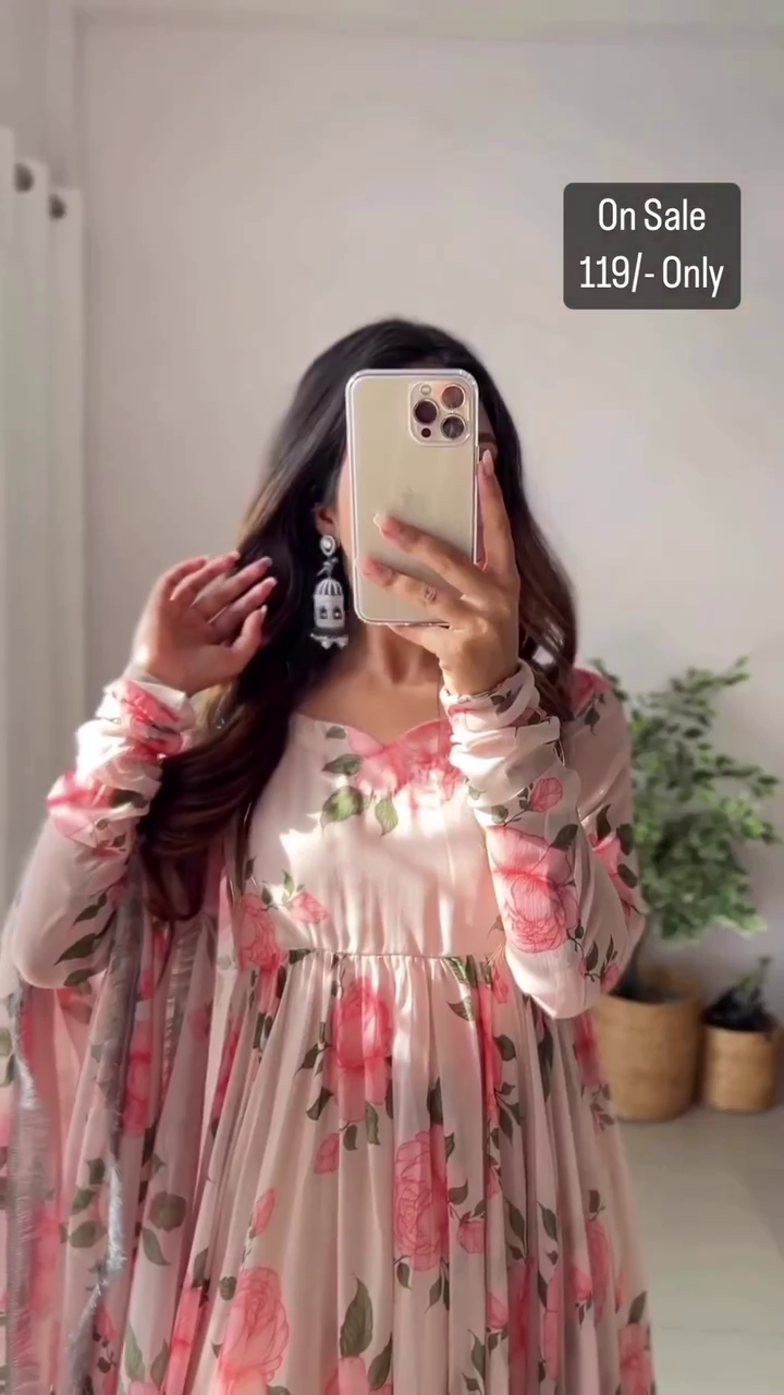 🌸✨ Premium Pink Floral Printed Anarkali Suit Set with Matching Dupatta | Elegant Designer Ethnic Wear for Women | Festive, Party & Wedding Collection ✨🌸