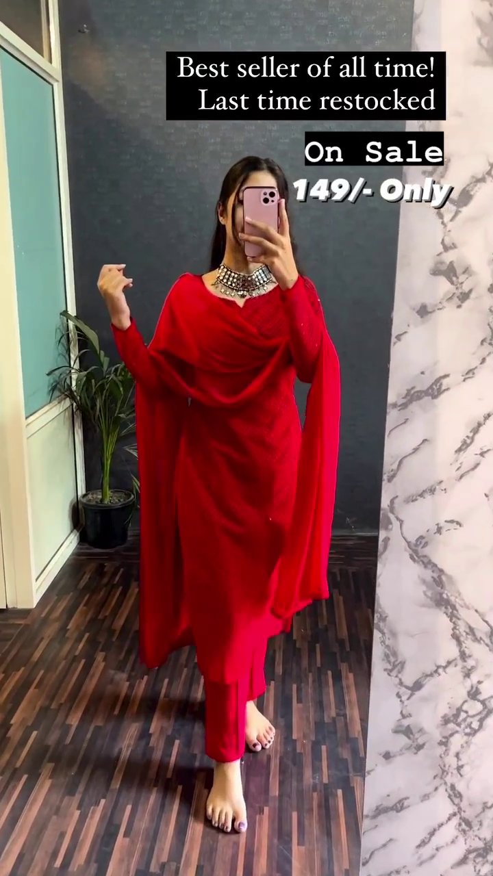 ❤️✨ Premium Elegant Red Designer Kaftan Style Kurta Pant Set with Matching Dupatta | Luxury Festive, Party & Wedding Wear for Women ✨❤️